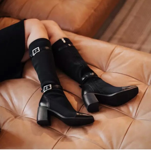 Journee Collection Gaibree Riding Knee-High Chunky Heel Boots 10XWC Calf 15” NWT - Picture 7 of 11